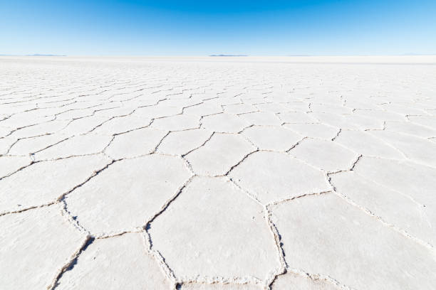 istock Wide angle view of the world famous Uyuni Salt Flat 664709436