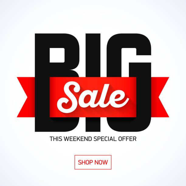 stockillustraties, clipart, cartoons en iconen met big sale weekend banner - jumbo