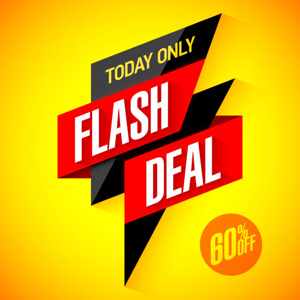 illustrations, cliparts, dessins animés et icônes de bannière de vente flash deal - percentage sign flash