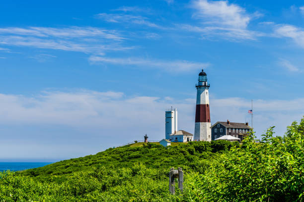 montauk faro - york harbor fotografías e imágenes de stock