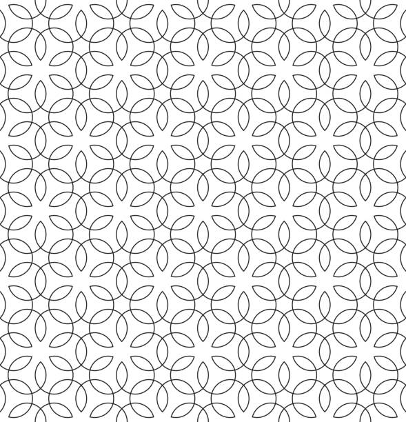 Vintage Flourish Black and White Seamless Pattern Black and white Seamless Linear Pattern. Monochrome Tileable Geometric Outline Ornate. Vintage Flourish Vector Background. black and white stock illustrations