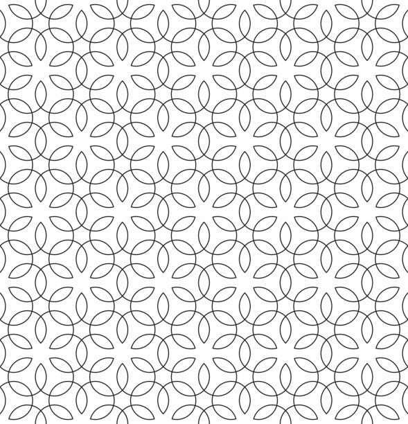 Vintage Flourish Black and White Seamless Pattern Black and white Seamless Linear Pattern. Monochrome Tileable Geometric Outline Ornate. Vintage Flourish Vector Background. background of flowery stock illustrations