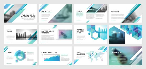 Business presentation templates Set of vector infographic elements for presentation slides, annual report, business marketing, brochure, flyers, web design and banner, company presentation. powerpoint template stock illustrations