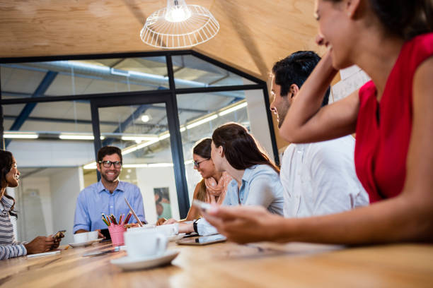 istock Casual colleagues having a meeting 664743306