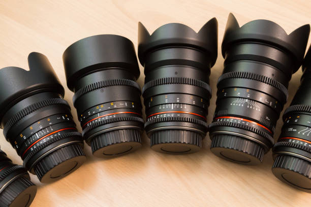 istock Manual interchangeable lenses for digital cameras. Equipment for video shooting with digital SLR cameras 664747638