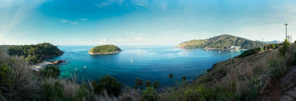 istock Panorama windmill viewpoint of Phuket cape ,Thailand. 664753062