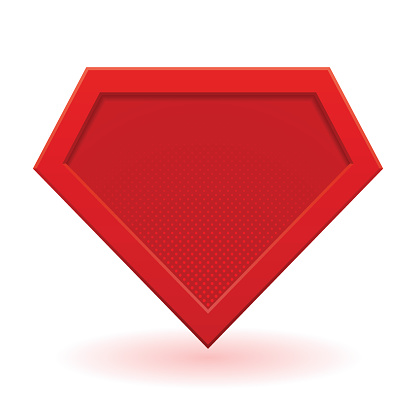 Red superhero template. Halftone dots, shadows. Vector isolated eps 10