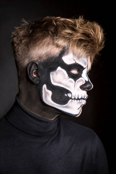 Bodypainting Helped Skull Man Portrait Stock Photo - Download Image Now -  Men, Paint, Skull - Istock