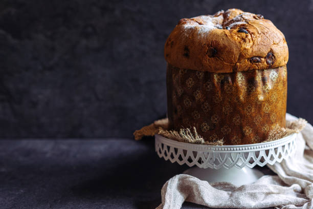 istock Homemade sweet Italian panettone cake 664764320