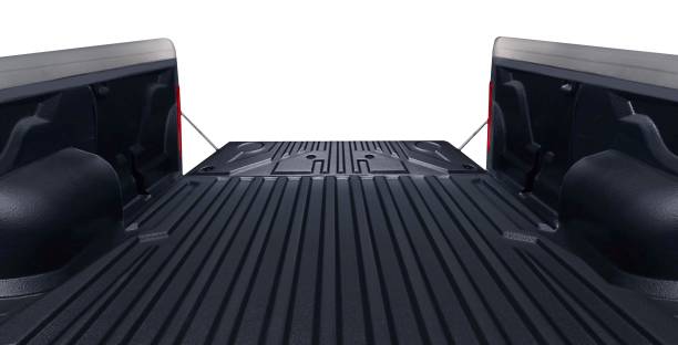 pickup truck bed tailgate looking out from inside - tailgate imagens e fotografias de stock