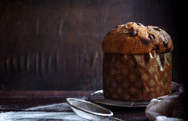 istock Whole homemade Italian panettone cake 664767786