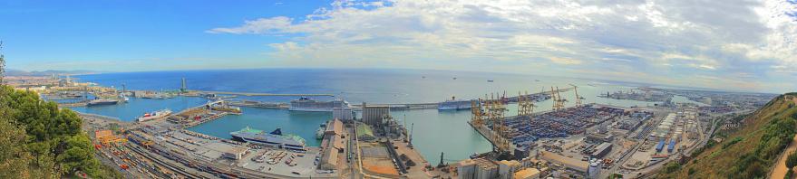 Barcelona port panoramic image from Montjuic