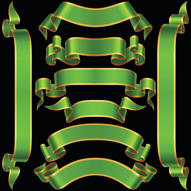 Set vettoriale della barra multifunzione banner verde - illustrazione arte vettoriale