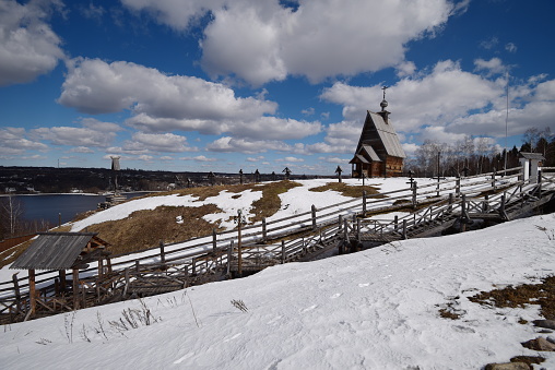 The church was famous because it had been painted by an outstanding Russian artist Isaak Levitan but the original building of the church burnt, so, a very similar one was brought(constructed in 1699) from Biliukovo village (Ivanovo region)