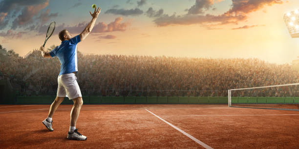 istock Tennis: Male sportsman in action 664771780
