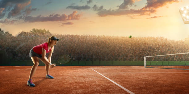 istock Tennis: Female sportsman in action 664771790