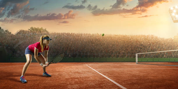 istock Tennis: Female sportsman in action 664771792