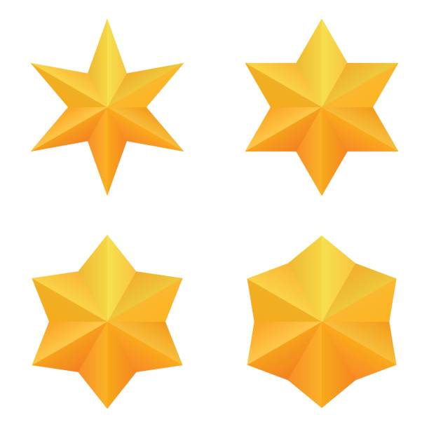 Set of four golden six point stars. Set of four golden six point stars. Vector, eps10. magen david adom stock illustrations