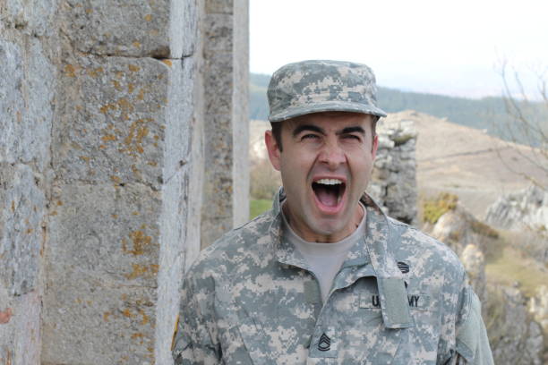 Soldier in anguish. Composite.