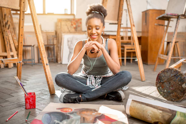 istock Creative student painting at the university 664782466