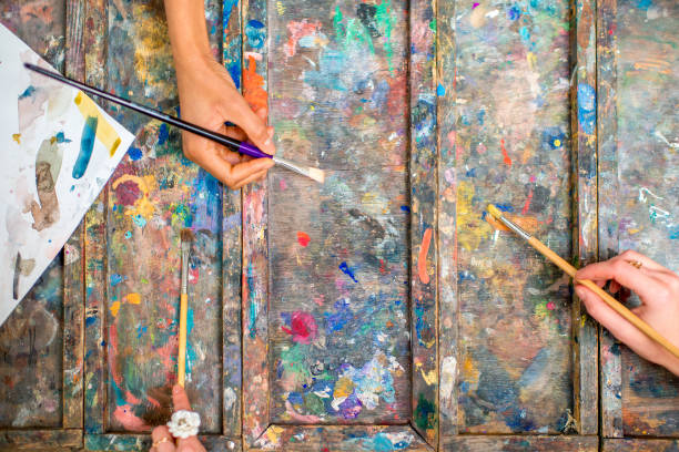 istock Mixing paints on the palette 664786898