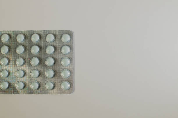 istock Medicines on a gray background of a different color 664789568