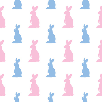 Rabbit Pattern Blue Pink And Blue Rabbits Seamless Pattern Stock Illustration - Download ...