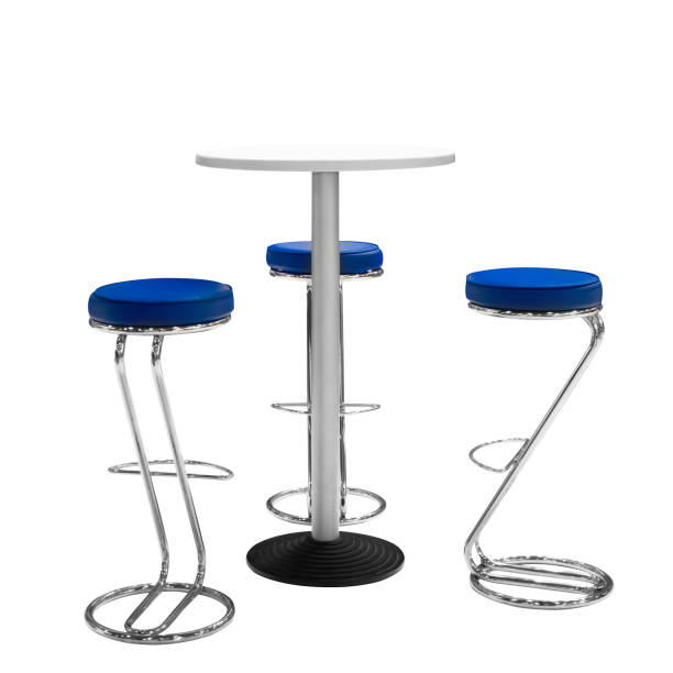 bar lub krzesła biurowe i okrągły stół izolowane białe tło - bar stool chair cafe zdjęcia i obrazy z banku zdjęć