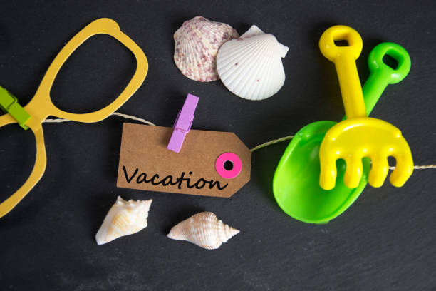 istock Vacation  inscription written on paper tag 664800920