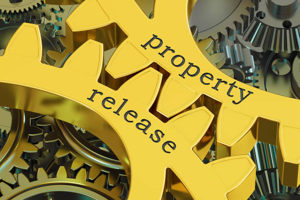 istock property release concept on the gearwheels, 3D rendering 664803688