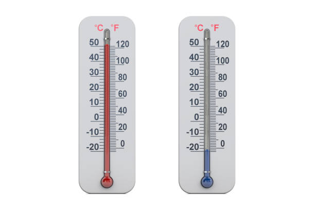 Set of thermometers, 3D rendering isolated on white background