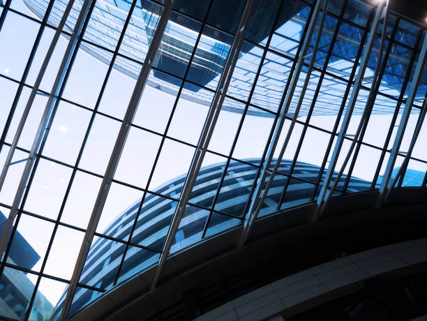 istock Modern architecture - glass and concrete architecture, office building in Europe 664814704