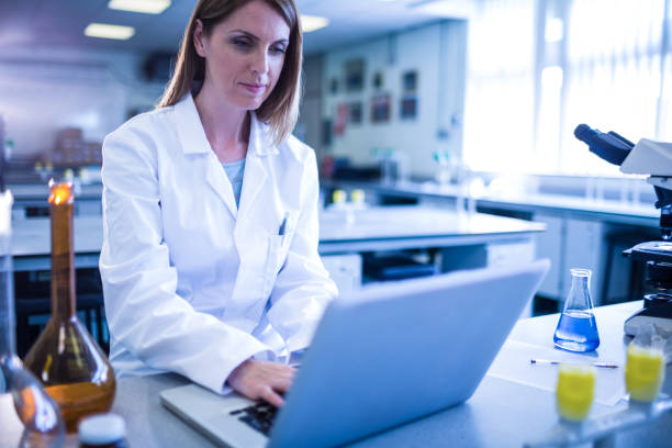 istock Scientist working with a laptop in laboratory 664814738