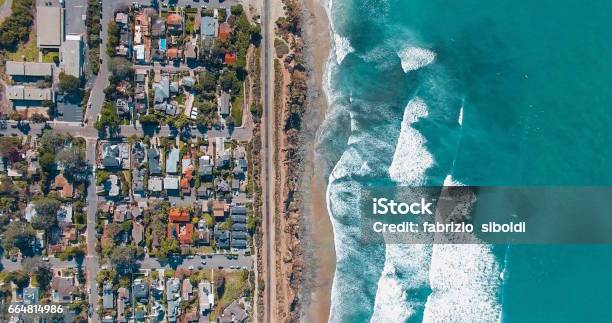 Del Mar Train Track Stock Photo - Download Image Now - San Diego, Aerial View, Beach