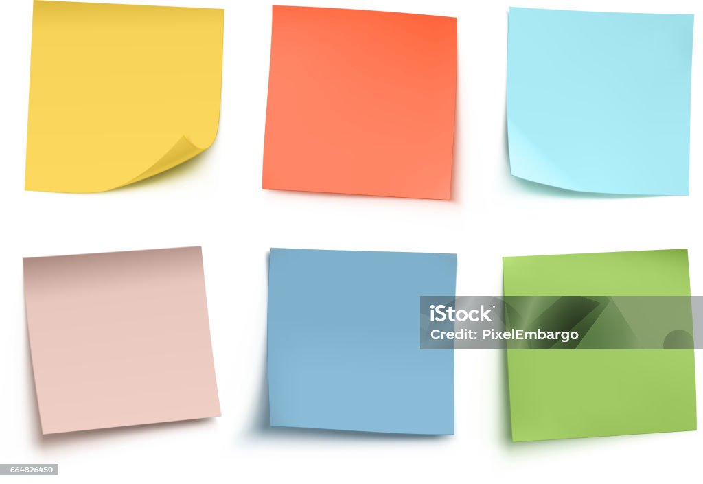 Sticky notes Vector illustration of multicolor sticky notes isolated on white background. Adhesive Note stock vector
