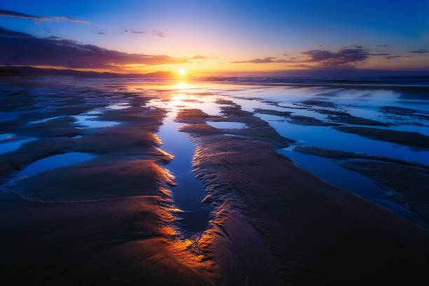 istock low tide in the beach with puddles at sunset 664831348
