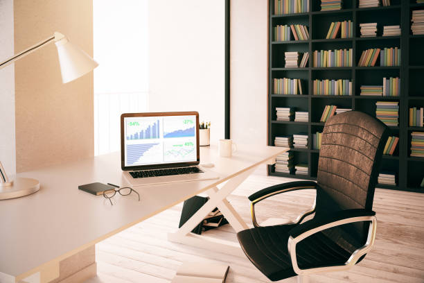 istock Laptop with business charts 664841662