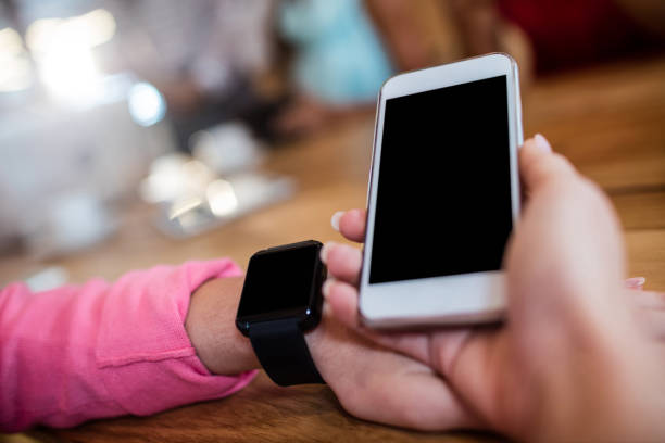 istock Woman with smartphone and smart watch 664842206