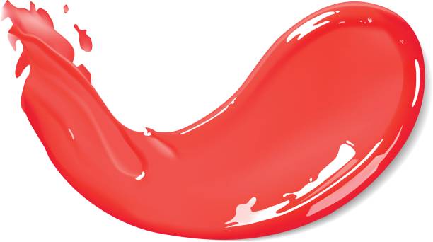 istock Cosmetic liquid lipstick smear in red colour smudge strokes. Make up smear isolated on white background. 664842548