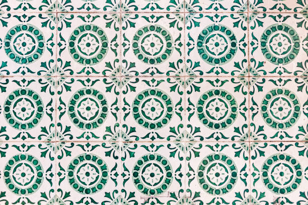 Typical Portuguese old ceramic wall tiles (Azulejos)