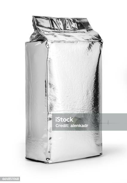 Silver Food Package Stock Photo - Download Image Now - Alcohol - Drink, Aluminum, Bag