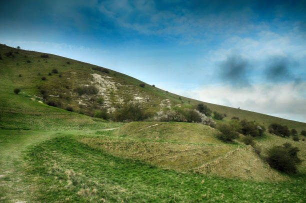 park narodowy south downs w east sussex - dirt road national park south downs footpath zdjęcia i obrazy z banku zdjęć