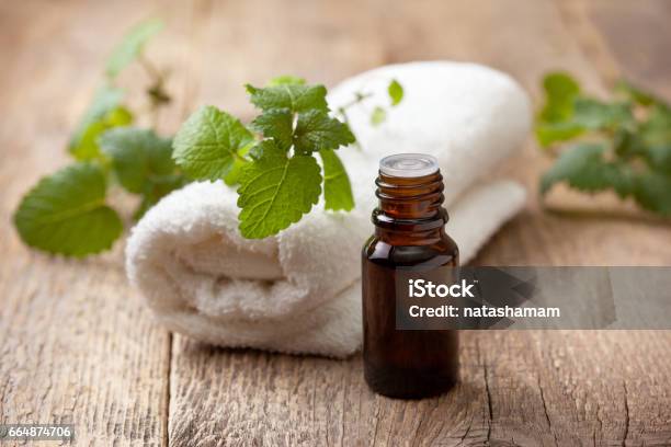 Mint Essential Oil Stock Photo - Download Image Now - Essential Oil, Mint Leaf - Culinary, Towel