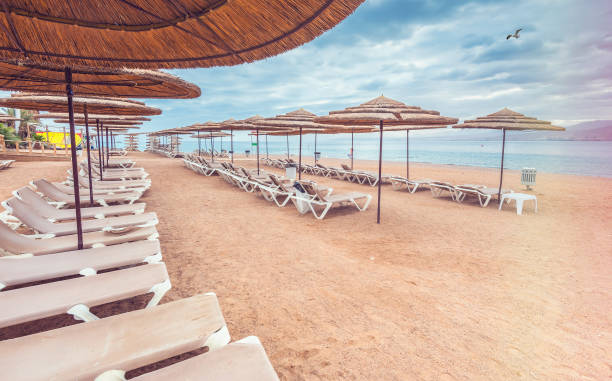 istock Morning at sandy beach of Eilat 664877674