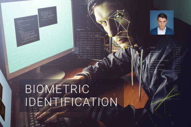 istock Recognition of male face. Biometric verification and identification 664882400