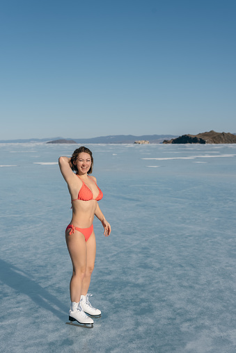 Extreme Sports In A Swimsuit Ice Skating Photo - Download Image Now - Ice, Hockey, Outdoors - iStock