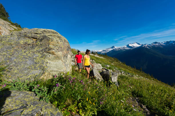 istock Couple on a stunning hike in the mountains 664889292