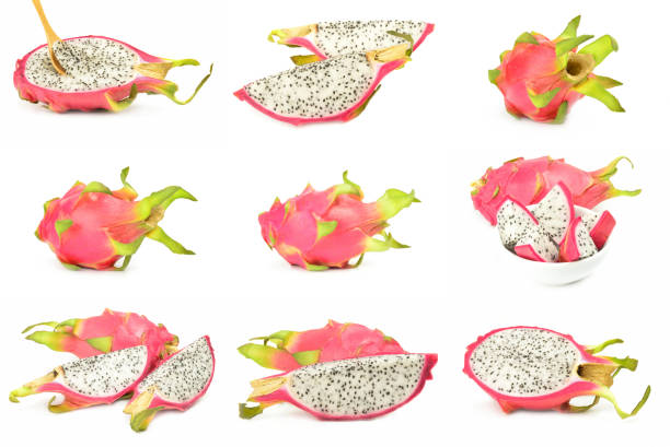 istock Collage of dragon fruit isolated on a white background cutout 664892566