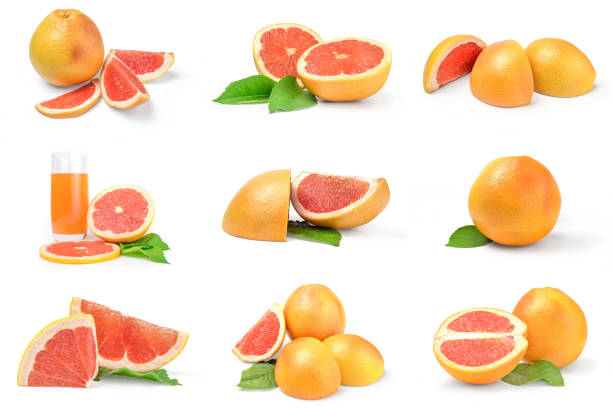 группа грейпфрута изолирована на белом вырезе - 5107 стоковые фото и изображения