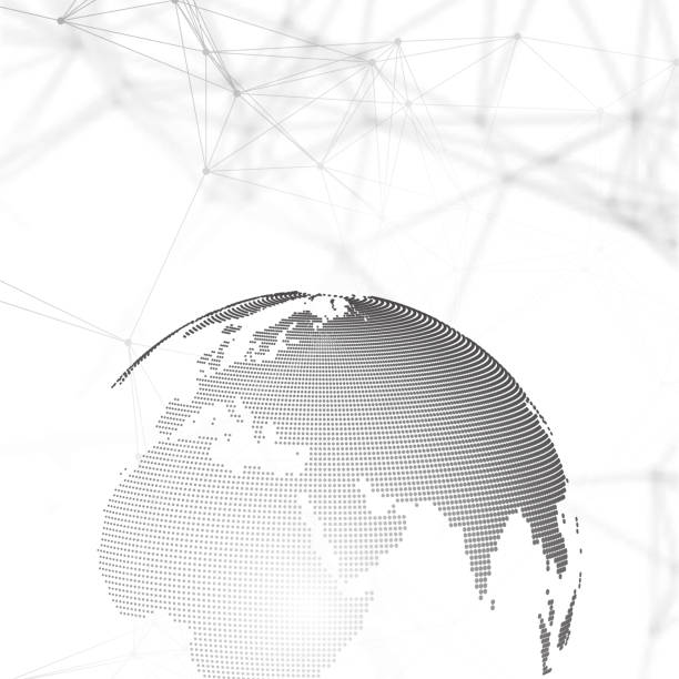 istock Abstract futuristic network shapes. High tech HUD background, connecting lines and dots, polygonal linear texture. World globe on gray. Global network connections, geometric design, dig data concept 664900434